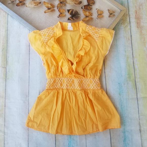Anthropologie Tops - Anthro Edme & Esyllte Yellow Smocked Top 4